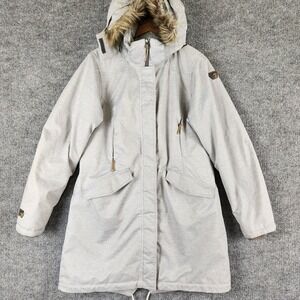 Icepeak Parka Finnish Trademark Womens Gray Faux Fur Hood Coat Size 44